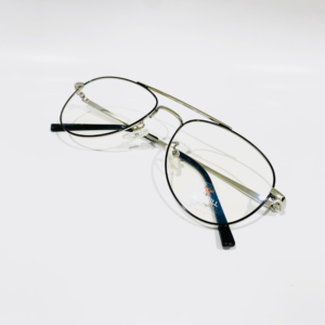 Aviator-Shape Black-Silver Metal Eyeglass